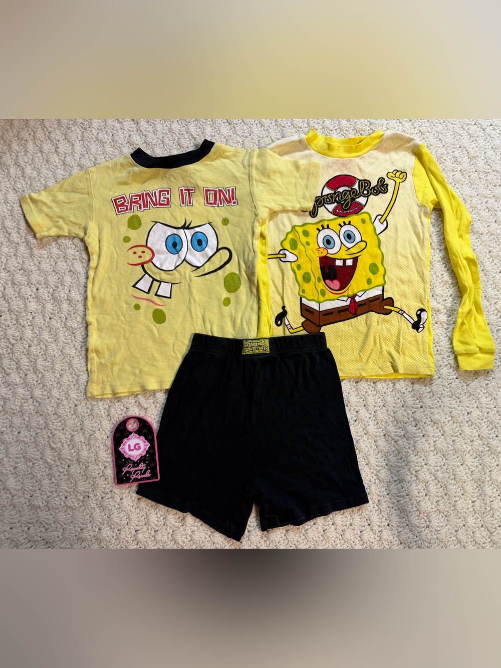 SpongeBob Squarepants Yellow Graphic Kids Pajama Set with Black Shorts